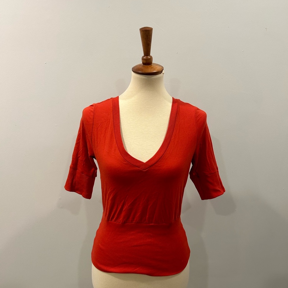 Anthropologie Pilcro Red Orange neck Top Women's S